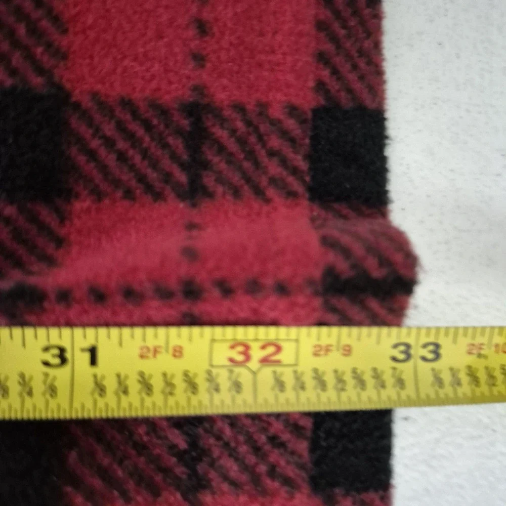 Eddie Bauer Shirt Mens Tall‎ XL Red Black Plaid Fleece Button Front Long Sleeve